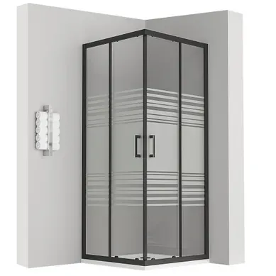 Cabine De Douche H185 90x90cm Verre Semi-opaque Portes Coulissantes Lanablack (sans Receveur)