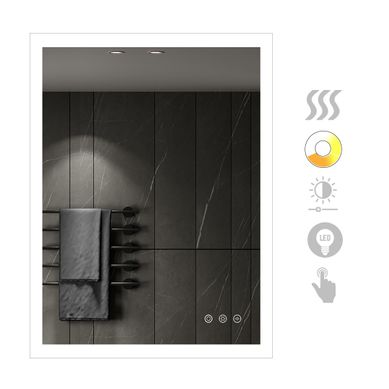 Miroir Lumineux LED Temeo 60 X 80 Cm (2100 Lms) Antibuée + Intensité Et Couleur Réglables