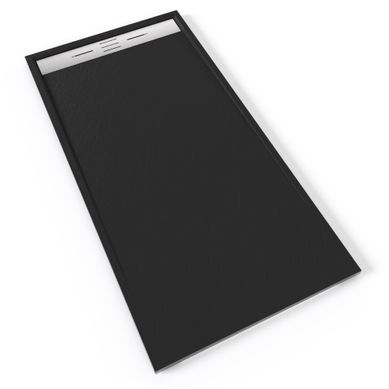 Receveur De Douche Hiemal Inox 90 X 180 Cm Résine Noir Aspect Ardoise + Bonde Inox Incluse Receveur De Douche Hiemal Inox 90 X 180 Cm Résine Noir Aspect Ardoise + Bonde Inox Incluse