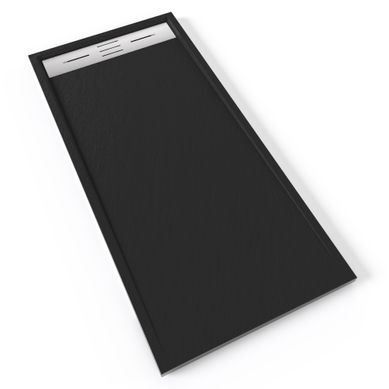 Receveur De Douche Hiemal Inox 70 X 150 Cm Résine Noir Aspect Ardoise + Bonde Inox Incluse Receveur De Douche Hiemal Inox 70 X 150 Cm Résine Noir Aspect Ardoise + Bonde Inox Incluse