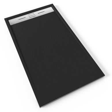 Receveur De Douche Hiemal Inox 80 X 140 Cm Résine Noir Aspect Ardoise + Bonde Inox Incluse Receveur De Douche Hiemal Inox 80 X 140 Cm Résine Noir Aspect Ardoise + Bonde Inox Incluse