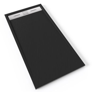 Receveur De Douche Hiemal Inox 70 X 140 Cm Résine Noir Aspect Ardoise + Bonde Inox Incluse Receveur De Douche Hiemal Inox 70 X 140 Cm Résine Noir Aspect Ardoise + Bonde Inox Incluse