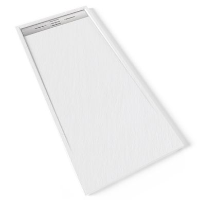 Receveur De Douche Hiemal Inox 80 X 180 Cm Résine Blanc Aspect Ardoise + Bonde Inox Incluse Receveur De Douche Hiemal Inox 80 X 180 Cm Résine Blanc Aspect Ardoise + Bonde Inox Incluse