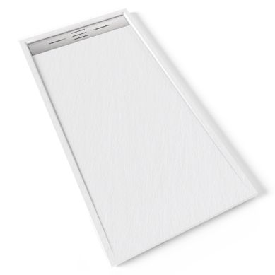 Receveur De Douche Hiemal Inox 80 X 160 Cm Résine Blanc Aspect Ardoise + Bonde Inox Incluse Receveur De Douche Hiemal Inox 80 X 160 Cm Résine Blanc Aspect Ardoise + Bonde Inox Incluse