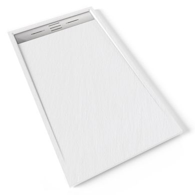 Receveur De Douche Hiemal Inox 80 X 140 Cm Résine Blanc Aspect Ardoise + Bonde Inox Incluse Receveur De Douche Hiemal Inox 80 X 140 Cm Résine Blanc Aspect Ardoise + Bonde Inox Incluse