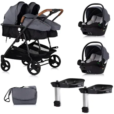Duo Smart Poussette Jumeaux Ou Enfants Rapprochés Largeur 79 Cm + 2 Cosy Isize Gris Avec Base Isofix Duo Smart Poussette Jumeaux Ou Enfants Rapprochés Largeur 79 Cm + 2 Cosy Isize Gris Avec Base Isofix