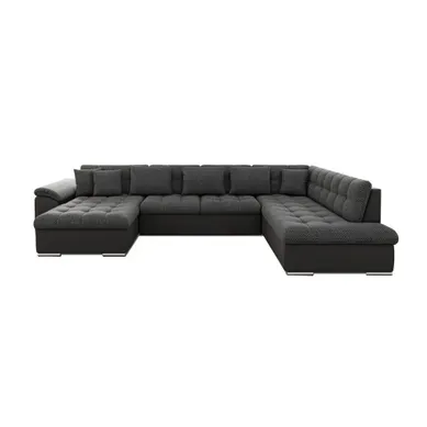 Chuck - Canapé Panoramique XXL - Convertible Avec Coffre - 7 Places - Droit Noir / Gris Chuck - Canapé Panoramique XXL - Convertible Avec Coffre - 7 Places - Droit Noir / Gris