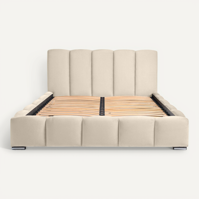 Torreon - Lit Coffre - 180x200 - Sommier Inclus - En Velours Beige Torreon - Lit Coffre - 180x200 - Sommier Inclus - En Velours Beige