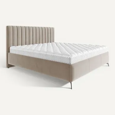 Mendoza - Lit Coffre - 180x200 - Sommier Inclus - En Velours Beige Mendoza - Lit Coffre - 180x200 - Sommier Inclus - En Velours Beige