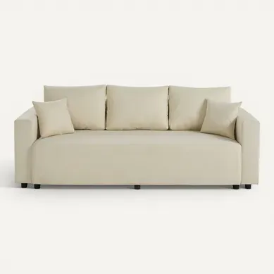 Canapé 3 Places Convertible Avec Coffre En Tissu Regala Beige Canapé 3 Places Convertible Avec Coffre En Tissu Regala Beige