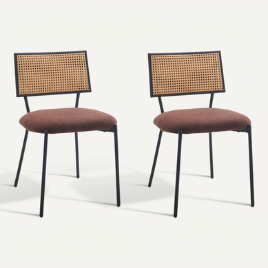 Luciano - Lot De 2 Chaises - En Tissu Bouclette Marron Luciano - Lot De 2 Chaises - En Tissu Bouclette Marron