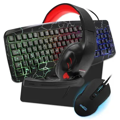 Pack Pro Gamer Warriors 5 Pièces: Clavier, Souris Et Tapis, Casque Et Adaptateur. Rgb. Azerty Et Usb Pack Pro Gamer Warriors 5 Pièces: Clavier, Souris Et Tapis, Casque Et Adaptateur. Rgb. Azerty Et Usb