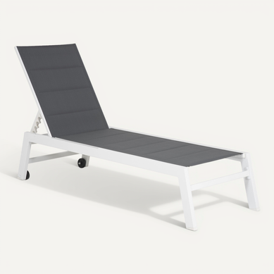 Bain De Soleil Barbados En Textilène Gris - Aluminium Blanc