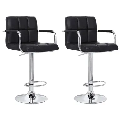 Lot De 2 Tabourets De Bar Noir Avec Accoudoirs Mike