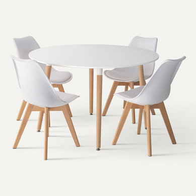 Ensemble Table Ronde 120cm Martha Et 4 Chaises Nora Blanc Ensemble Table Ronde 120cm Martha Et 4 Chaises Nora Blanc