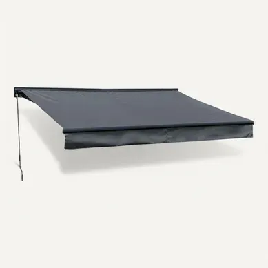 Store Banne Saule 2,95 × 2,5m Avec Semi-coffre - Toile Anthracite Et Structure Grise Store Banne Saule 2,95 × 2,5m Avec Semi-coffre - Toile Anthracite Et Structure Grise
