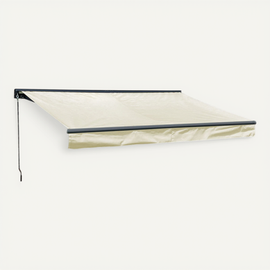 Store Banne Saule 2,95 × 2,5m Avec Semi-coffre - Toile Beige Et Structure Grise Store Banne Saule 2,95 × 2,5m Avec Semi-coffre - Toile Beige Et Structure Grise