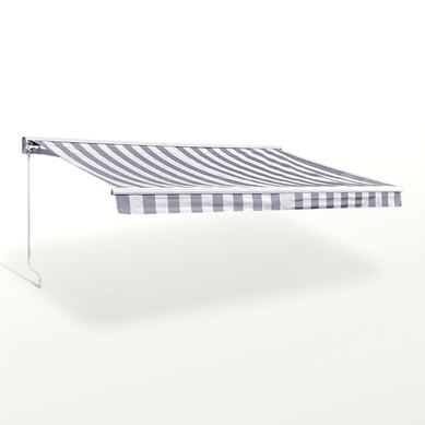 Store Banne Saule 3,5 × 3m Avec Semi-coffre - Toile Rayée Blanche/grise Store Banne Saule 3,5 × 3m Avec Semi-coffre - Toile Rayée Blanche/grise
