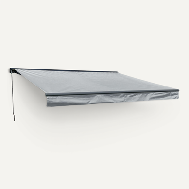 Store Banne Saule 3,95 × 3m Avec Semi-coffre - Toile Grise Et Structure Grise Store Banne Saule 3,95 × 3m Avec Semi-coffre - Toile Grise Et Structure Grise