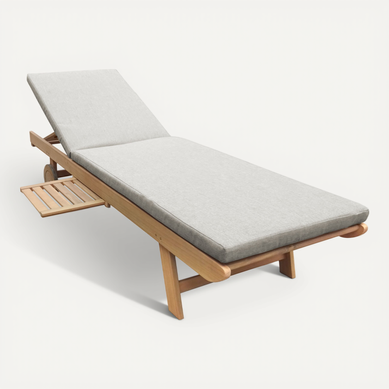 Bain De Soleil Pliant En Acacia Kanawa - Coussin Sable Bain De Soleil Pliant En Acacia Kanawa - Coussin Sable