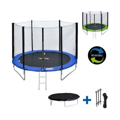 Trampoline 180cm Réversible Bleu / Vert Cairns + Échelle, Bâche Et Kit D'ancrage Trampoline 180cm Réversible Bleu / Vert Cairns + Échelle, Bâche Et Kit D'ancrage
