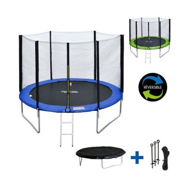 Trampoline 305cm Réversible Bleu/vert Adelaïde + Échelle, Bâche Et Kit D'ancrage Trampoline 305cm Réversible Bleu/vert Adelaïde + Échelle, Bâche Et Kit D'ancrage