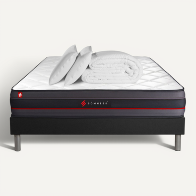 Ensemble Matelas Regen 160x200 + Sommier Noir + Couette + 2 Oreillers - Mémoire De Forme Ensemble Matelas Regen 160x200 + Sommier Noir + Couette + 2 Oreillers - Mémoire De Forme