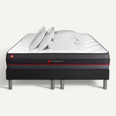 Ensemble Matelas Regen 160x200 + Double Sommiers Noir 80x200 + Couette + 2 Oreillers - Mémoire De Fo Ensemble Matelas Regen 160x200 + Double Sommiers Noir 80x200 + Couette + 2 Oreillers - Mémoire De Fo