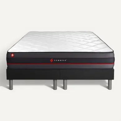Ensemble Matelas Mémoire De Forme 200x200 Regen Ep:24cm - Sommier Noir Ensemble Matelas Mémoire De Forme 200x200 Regen Ep:24cm - Sommier Noir