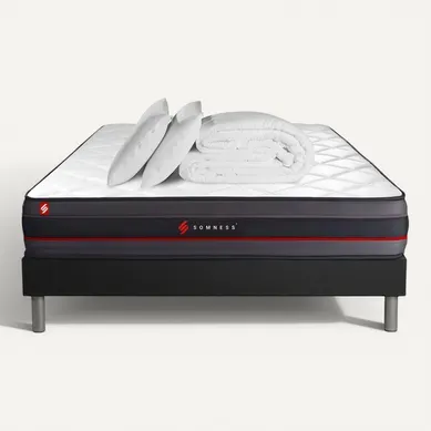 Ensemble 160x200 Matelas Regen à Mémoire De Forme + Sommier Kit Noir + Couette 260x240cm + 2 Oreill Ensemble 160x200 Matelas Regen à Mémoire De Forme + Sommier Kit Noir + Couette 260x240cm + 2 Oreill
