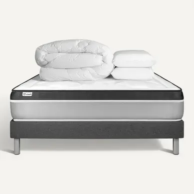 Ensemble  Vital Ergo 180 X 200 Cm Sommier Kit Gris - Mousse Polyuréthane À Mémoire De Forme