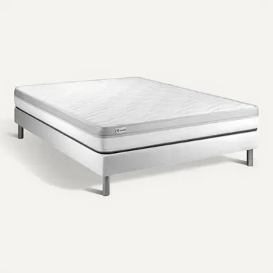 Ensemble Matelas Mousse 200x200 Vital Relax Ep:18 Cm - Sommier Kit Blanc Ensemble Matelas Mousse 200x200 Vital Relax Ep:18 Cm - Sommier Kit Blanc