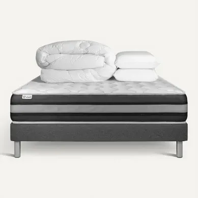 Ensemble Vitalspring Zen 160 X 200 Cm Sommier Kit Gris - Ressorts Ensachés Et Mémoire De Forme Ensemble Vitalspring Zen 160 X 200 Cm Sommier Kit Gris - Ressorts Ensachés Et Mémoire De Forme