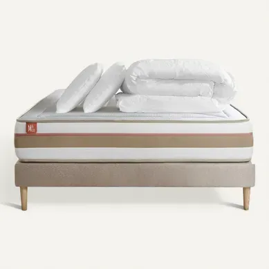 Ensemble Matelas Le Tendre 140x200cm Ressorts Ensachés + Mémoire De Forme + Sommier Kit Beige - Res Ensemble Matelas Le Tendre 140x200cm Ressorts Ensachés + Mémoire De Forme + Sommier Kit Beige - Res