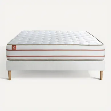 Ensemble Matelas Mémoire De Forme 200x200 Le Doux Ep:24 Cm - Sommier Kit Blanc Ensemble Matelas Mémoire De Forme 200x200 Le Doux Ep:24 Cm - Sommier Kit Blanc