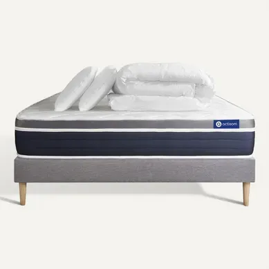 Ensemble Actiflex Confort Matelas Ressorts Ensachés+mémoire De Forme 160x200 + Sommier Kit Gris +2o Ensemble Actiflex Confort Matelas Ressorts Ensachés+mémoire De Forme 160x200 + Sommier Kit Gris +2o