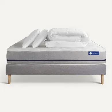 Ensemble Matelas 180x200 Actiflex Soft 3zones De Confort + Sommier Kit Gris + 2 Oreillers + Couette Ensemble Matelas 180x200 Actiflex Soft 3zones De Confort + Sommier Kit Gris + 2 Oreillers + Couette