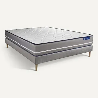 Ensemble Matelas Ressorts Ensachés 180x200 Actiflex Pur Ep:20 Cm - Sommier Kit Gris Ensemble Matelas Ressorts Ensachés 180x200 Actiflex Pur Ep:20 Cm - Sommier Kit Gris