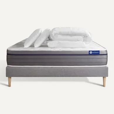 Ensemble Matelas Latex + Mémoire De Forme Actilatex Zen 160x200 Cm + Sommier Kit Gris + 2 Oreillers Ensemble Matelas Latex + Mémoire De Forme Actilatex Zen 160x200 Cm + Sommier Kit Gris + 2 Oreillers