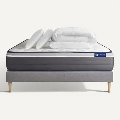 Ensemble Matelas Actilatex Plus 160x200 Cm Latex + Mémoire De Forme + Sommier Kit Gris + 2 Oreiller Ensemble Matelas Actilatex Plus 160x200 Cm Latex + Mémoire De Forme + Sommier Kit Gris + 2 Oreiller