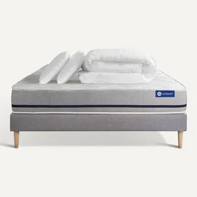 Ensemble Matelas 160x200 Actilatex Soft 3zones De Confort + Sommier Kit Gris + 2 Oreillers + Couett Ensemble Matelas 160x200 Actilatex Soft 3zones De Confort + Sommier Kit Gris + 2 Oreillers + Couett