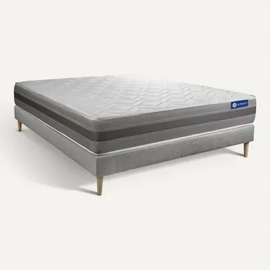 Ensemble Matelas Mémoire De Forme 200x200 Actimemo Relax Ep:24 Cm - Sommier Kit Gris Ensemble Matelas Mémoire De Forme 200x200 Actimemo Relax Ep:24 Cm - Sommier Kit Gris