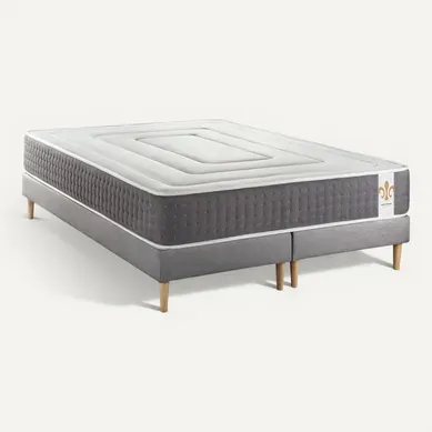 Ensemble Matelas Ressorts Ensachés Et Mémoire De Forme 200x200 Vingt-six Ep:26cm - Sommier Gris Ensemble Matelas Ressorts Ensachés Et Mémoire De Forme 200x200 Vingt-six Ep:26cm - Sommier Gris
