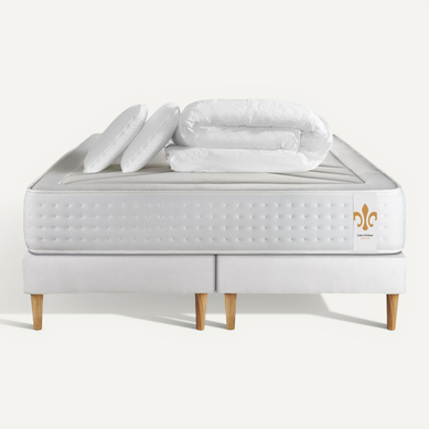 Ensemble Le Vingt-quatre 200 X 200 Double Sommiers Blanc - Ressorts Ensachés Et Mémoire De Forme Ensemble Le Vingt-quatre 200 X 200 Double Sommiers Blanc - Ressorts Ensachés Et Mémoire De Forme