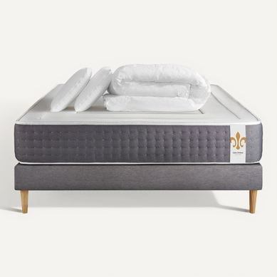 Ensemble Vingt-six 200 X 200 Cm Sommier Kit Gris - Ressorts Ensachés Et Mémoire De Forme Ensemble Vingt-six 200 X 200 Cm Sommier Kit Gris - Ressorts Ensachés Et Mémoire De Forme