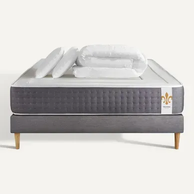 Ensemble Vingt-six 180 X 200 Cm Sommier Kit Gris - Ressorts Ensachés Et Mémoire De Forme Ensemble Vingt-six 180 X 200 Cm Sommier Kit Gris - Ressorts Ensachés Et Mémoire De Forme