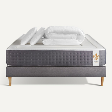 Ensemble Vingt-six 160 X 200 Cm Sommier Kit Gris - Ressorts Ensachés Et Mémoire De Forme Ensemble Vingt-six 160 X 200 Cm Sommier Kit Gris - Ressorts Ensachés Et Mémoire De Forme