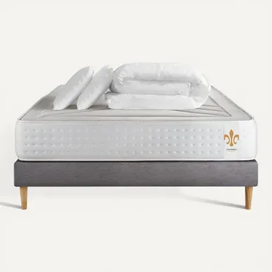 Ensemble Vingt-quatre 180 X 200 Cm Sommier Kit Gris - Ressorts Ensachés Et Mémoire De Forme