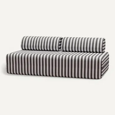Canapé 3 Places Modulable - Tissu Extérieur À Rayures, Blanc Et Gris Anthracite Canapé 3 Places Modulable - Tissu Extérieur À Rayures, Blanc Et Gris Anthracite