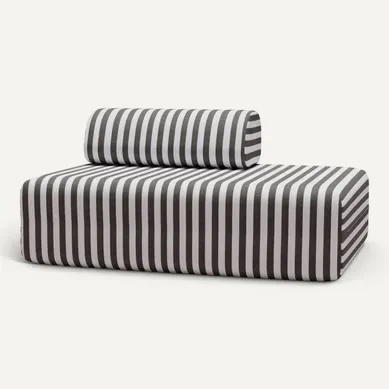 Canapé 2 Places Modulable - Tissu Extérieur À Rayures, Blanc Et Gris Anthracite Canapé 2 Places Modulable - Tissu Extérieur À Rayures, Blanc Et Gris Anthracite